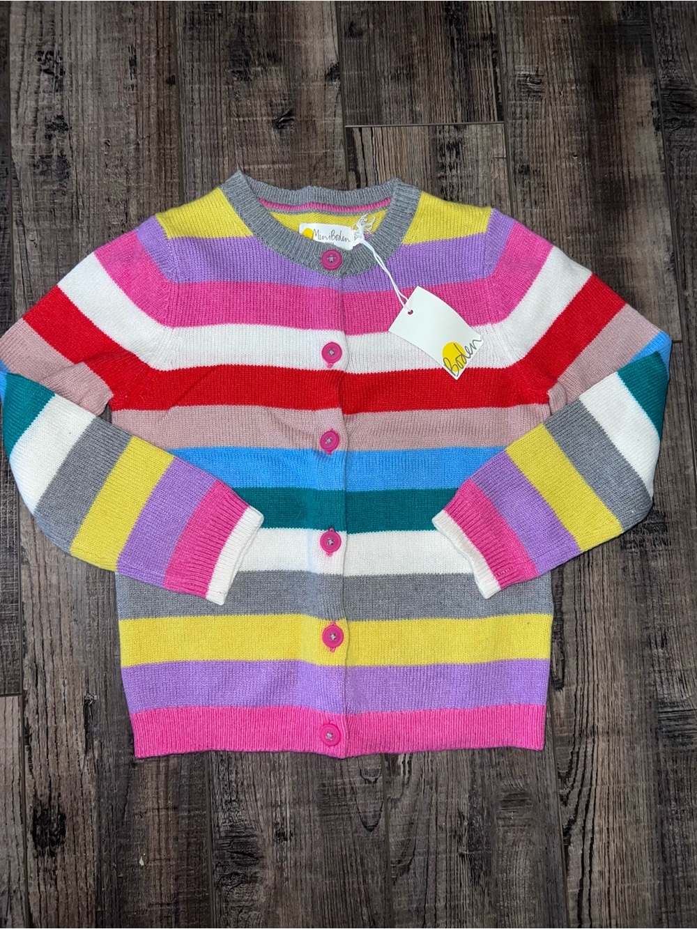 Mini Boden Multicolor Striped Button-Front Sweater